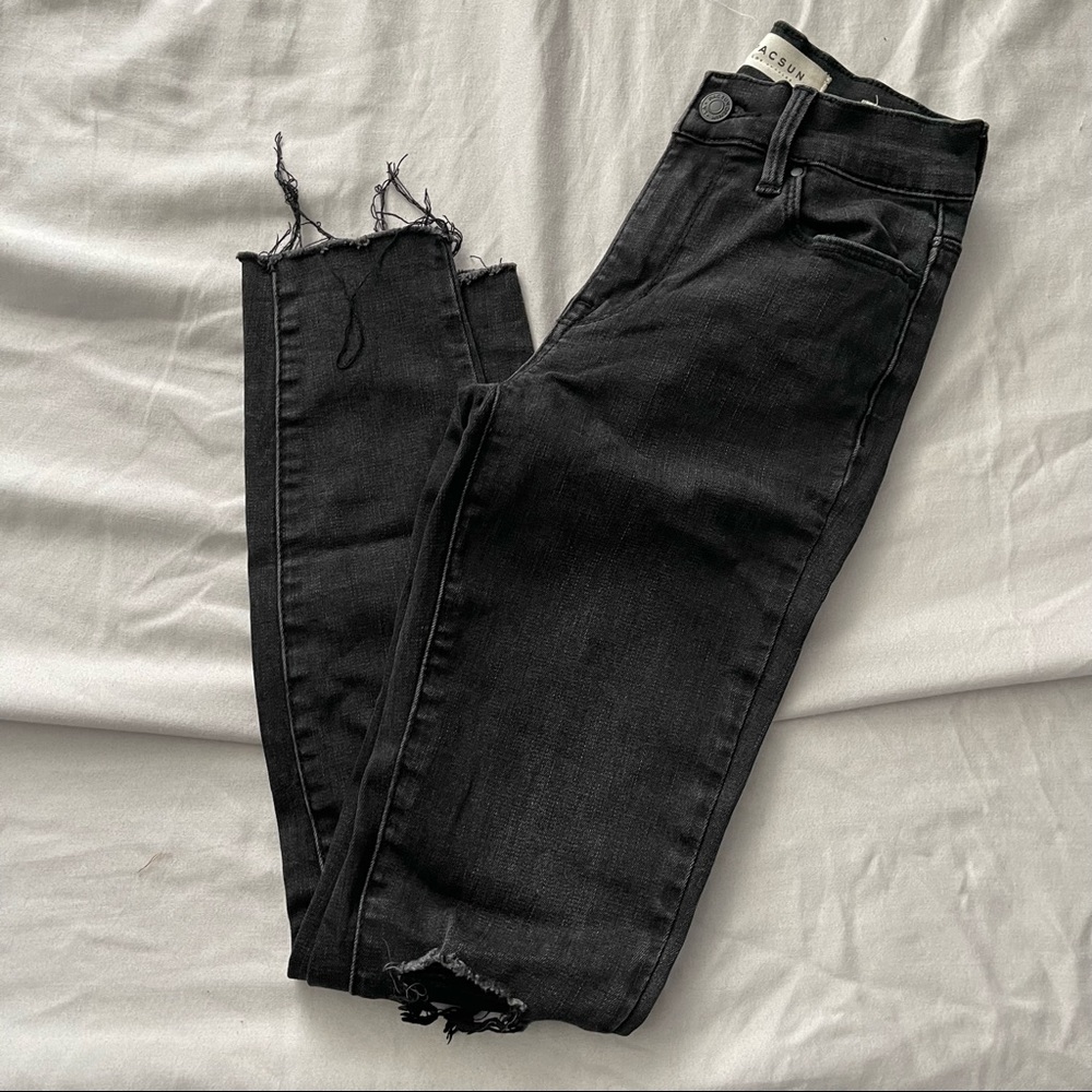 Pacsun black distressed skinny jeans, 00 petite